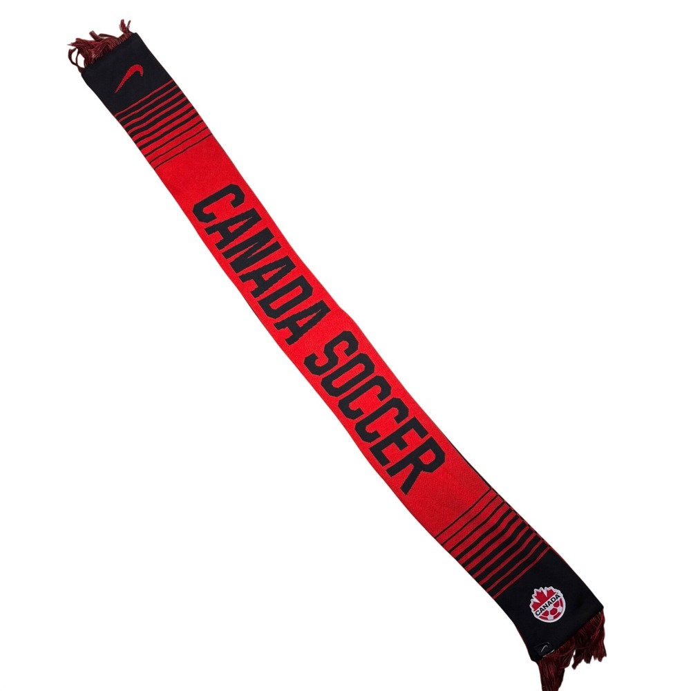 Nike Canada Soccer Scarf Red Black Knit Fringed TSN Logo Fan Gear 66 Inch